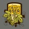 Hoppy Craft Beer Label With Leaves And Hops Illustration. Vector