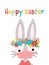 Hoppy Easter bunny Coronavirus vector card template. Stay home and wear a mask Corona rabbit with medical face mask holiday