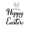 Hoppy Easter calligraphy hand lettering with bunny muzzle and ears isolated on white. Easter pun quote typography poster