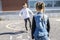 Hopscotch on the schoolyard with friends play together