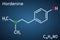 Hordenine, dimethyltyramine class, molecule. It is phenethylamine alkaloid, natural product. Structural chemical formula on the