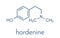 Hordenine dimethyltyramine stimulant molecule, chemical structure. Skeletal formula.