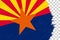 Horizontal Abstract Grunge Brushed Flag of Arizona on Transparent Grid