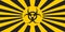 Horizontal background black and yellow rays hazard ncov symbol, vector quarantine banner warning of the danger