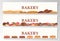 Horizontal bakery banners. Baking, bread and cakes. Vector flat