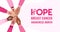 Horizontal banner of female hands stacking together with pink cancer ribbons. Breast Cancer Awareness Month. Cancer prevention and