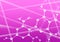 Horizontal banner with model of abstract molecular structure. Background of lilac color with glass molecule