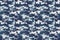 Horizontal banner seamless camouflage pattern background. Classic clothing style masking camo repeat print. Blue, navy