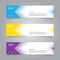 horizontal banner set, blue, yellow, purple color minimalist modern elegant template design vector, for advertising business