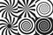 Horizontal banner set of psychedelic spiral with radial rays, twirl, twisted comic effect, vortex backgrounds. Vector