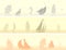 Horizontal banners of sailing ships with birds.