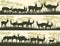 Horizontal banners of wild antelope in African savanna.