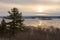 Horizontal birdâ€™s eye view from the Plains of Abraham of the partly frozen St. Lawrence river