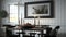 Horizontal black frame mockup in farmhouse dining room Ai generative