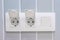 Horizontal block of two sockets and a switch. Bathroom socket, waterproof, double for washing machine