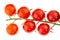 Horizontal branch of cherry tomatoes red tomato mini on white background piece of grocery design