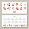 Horizontal calendar 2022. Set of isolated illustrations. Seasons vector clip art. Snowman hearts love flowers balloon