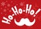 Horizontal Christmas banner with snowflakes, Santa Claus mustache and handwritten text Ho-ho-ho!