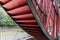 Horizontal close-up of the Great Laxey Wheel on the Isle of Man