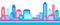 Horizontal colorful cityscape banner, modern architecture