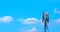 Horizontal of communication tower with cloudy and blue sky with space for text. Concept for mobile communication, signal
