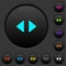 Horizontal control arrows dark push buttons with color icons