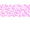 Horizontal decorative line of soap bubbles, background with realistic water beads, pink blobs, vector foam illustration