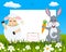 Horizontal Easter Frame - Lamb & Rabbit