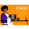 A horizontal flat vector image of a pregnant woman having a stress situation in the office. Life and work balance.