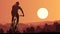 Horizontal illustration of cyclist rides at sunset.