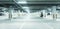 Horizontal image of clean white underground parking lot