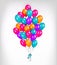 Horizontal line, border of shiny colorful balloons