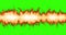 Horizontal line of real flame fire with smoke in chroma key green screen background, with alpha channel, dangerous flame