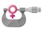 Horizontal micrometer measures female symbol