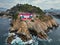 Horizontal Panorama: Sinfonia del Mar Open-Air Auditorium with Rock Formation