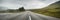 Horizontal panoramic view of a road in the Highlands area.