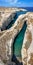 Horizontal, panoramic view to the Papafragas cave beach, Milos, Cyclades, Greece