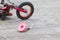 Horizontal photo of closeup bicycle for children accident on the