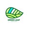 Horizontal pointed green leaf logo template, vector illustration