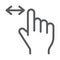 Horizontal scroll line icon, finger and gesture, hand sign, vector graphics, a linear pattern on a white background.