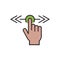 Horizontal Scroll touch screen gesture vector, Scroll touch screen gesture icon. hand swipe icon, horizontal scroll, color symbol