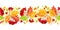 Horizontal seamless background with autumn rowan branches, leaves and berries. Vector illustration.