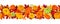 Horizontal seamless background with colorful pumpkins and autumn leaves. Vector illustration.