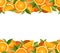 Horizontal seamless frame with oranges. Vector illustration.