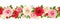 Horizontal seamless garland with red, pink and white roses. Vector illustration.