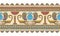 Horizontal seamless pattern, ancient Egyptian decorative ornament with scorpions, scarabs and palms