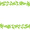 Horizontal seamless vector border or frame of green leaves and stems isolated on white background. Seamless pattern of