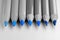 Horizontal Selective color blue pencil tips