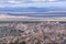 Horizontal shadows across Mojave Desert landscape