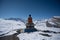 Horizontal shot of Buddha statue in Langza village. Spiti Valley in winter